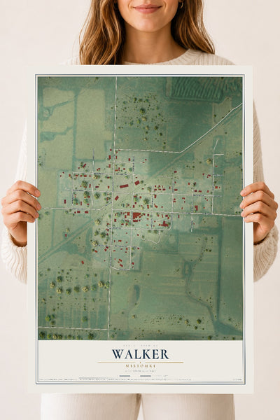 Map of Walker, Missouri, 18 x 24 inch unframed archival matte print