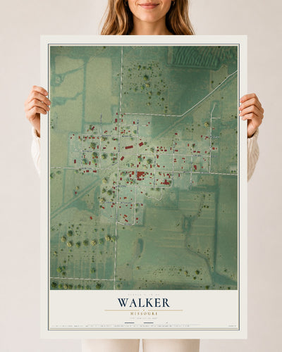 Map of Walker, Missouri, 24 x 36 inch unframed archival matte print