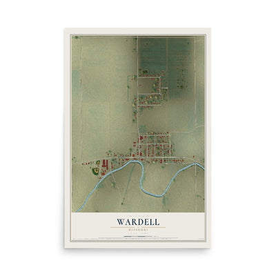 Map of Wardell, Missouri, 12 x 18 inch unframed archival matte print