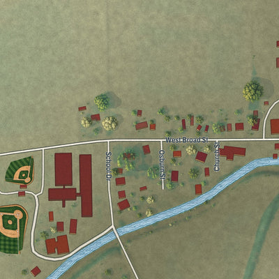 Second close-up of the map of Wardell, Missouri print showing more streets and buildings