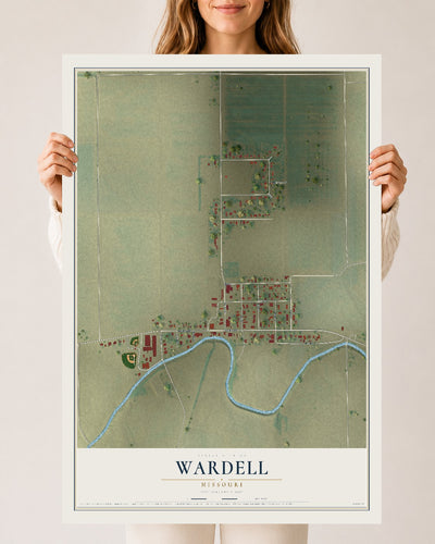 Map of Wardell, Missouri, 24 x 36 inch unframed archival matte print