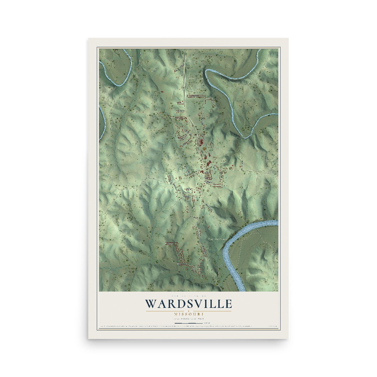 Map of Wardsville, Missouri, 12 x 18 inch unframed archival matte print