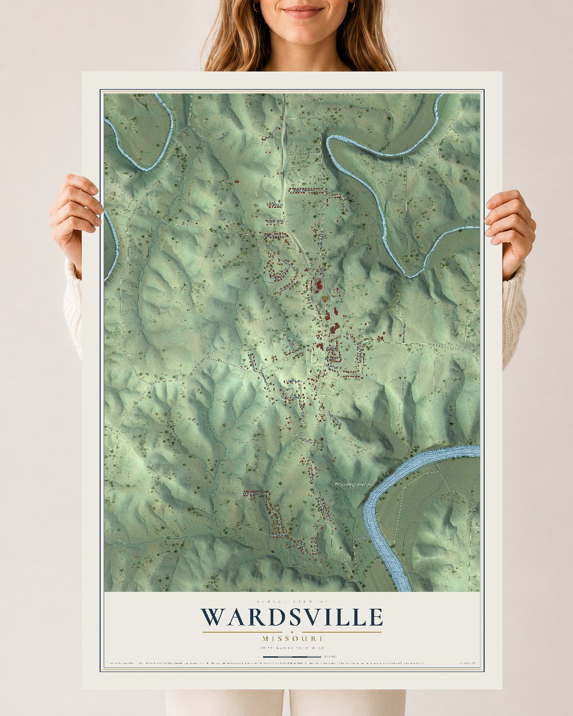 Map of Wardsville, Missouri, 24 x 36 inch unframed archival matte print