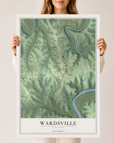 Map of Wardsville, Missouri, 24 x 36 inch unframed archival matte print