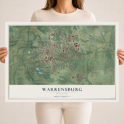 Map of Warrensburg, Missouri, 18 x 24 inch unframed archival matte print