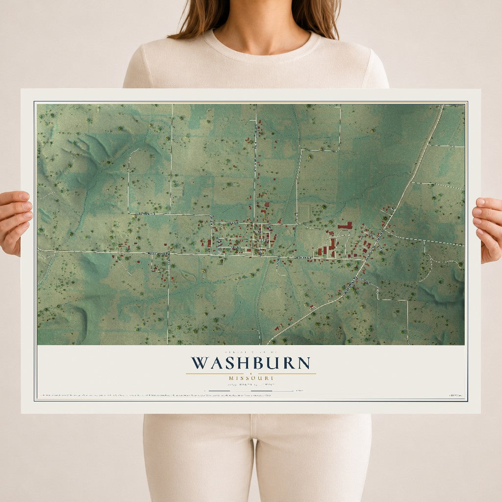 Map of Washburn, Missouri, 18 x 24 inch unframed archival matte print