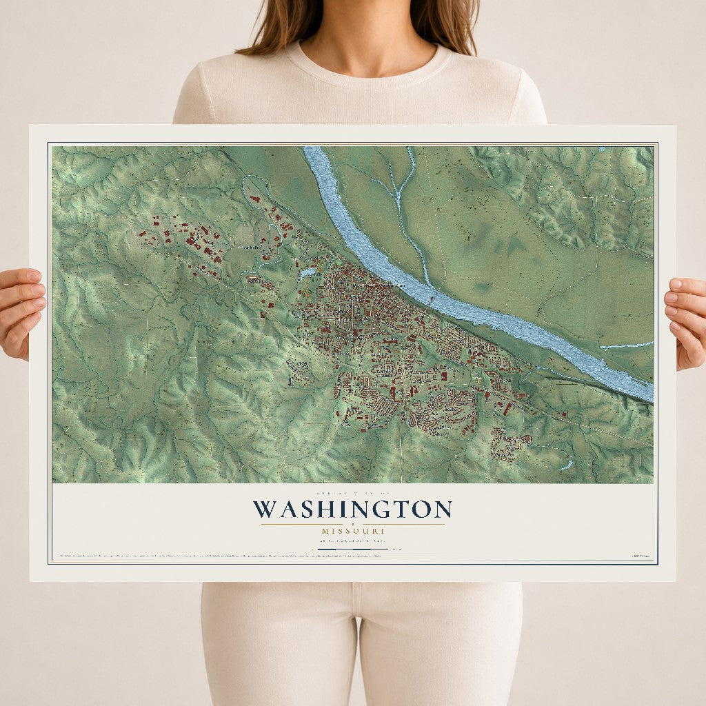 Map of Washington, Missouri, 18 x 24 inch unframed archival matte print