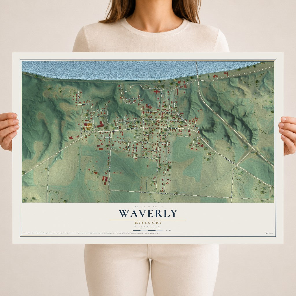 Map of Waverly, Missouri, 18 x 24 inch unframed archival matte print