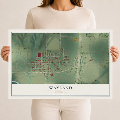 Map of Wayland, Missouri, 12 x 18 inch unframed archival matte print