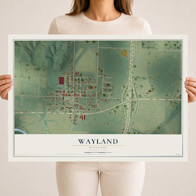 Map of Wayland, Missouri, 18 x 24 inch unframed archival matte print