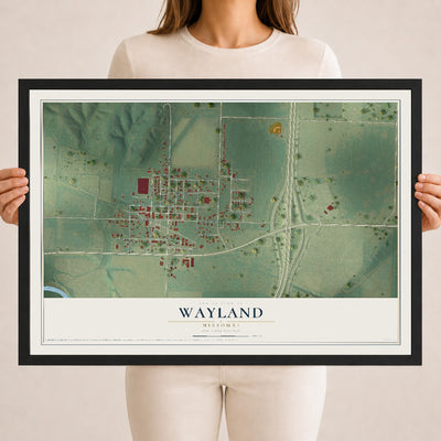 Map of Wayland, Missouri, 18 x 24 inch print in a black wood frame