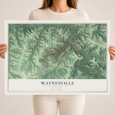 Map of Waynesville, Missouri, 18 x 24 inch unframed archival matte print