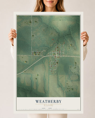 Map of Weatherby, Missouri, 24 x 36 inch unframed archival matte print