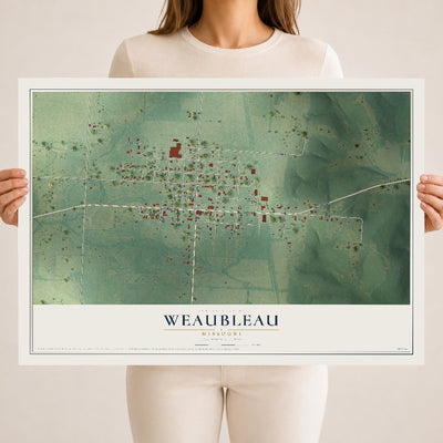 Map of Weaubleau, Missouri, 18 x 24 inch unframed archival matte print