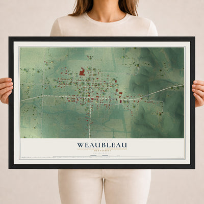 Map of Weaubleau, Missouri, 18 x 24 inch print in a black wood frame