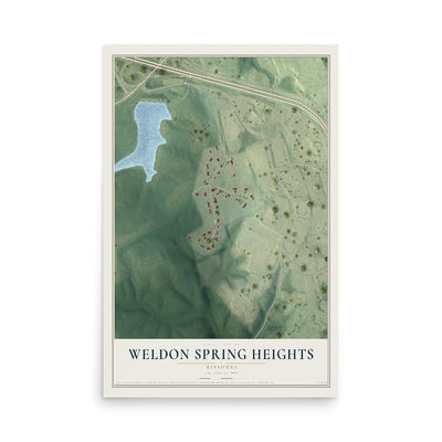 Map of Weldon Spring Heights, Missouri, 12 x 18 inch unframed archival matte print