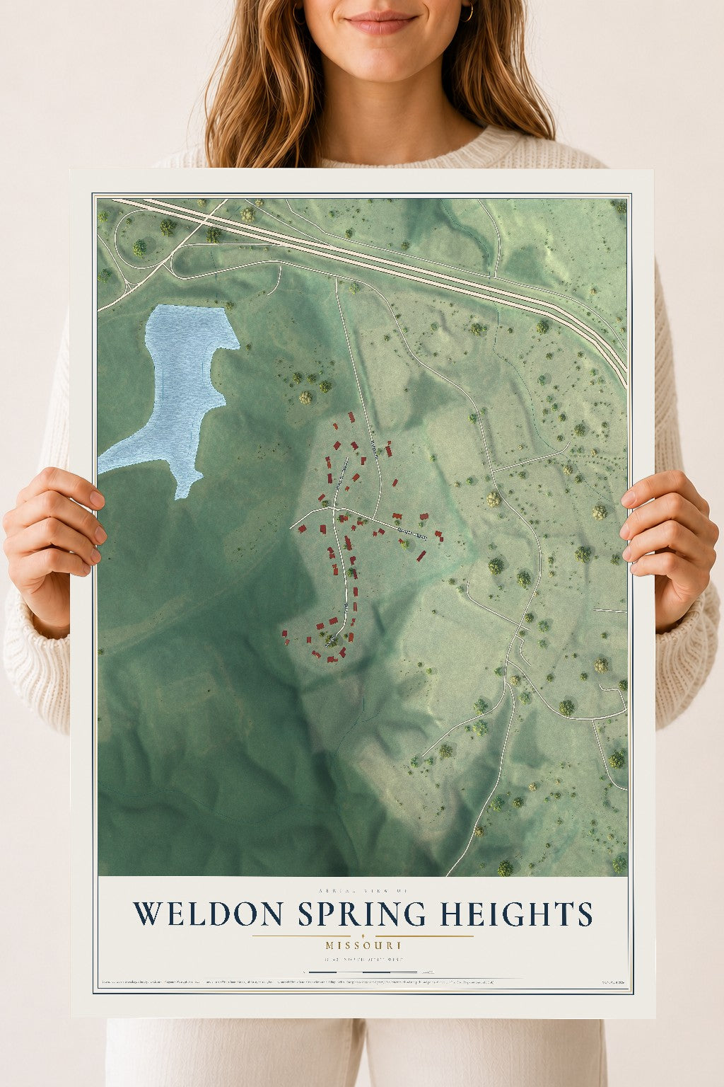 Map of Weldon Spring Heights, Missouri, 18 x 24 inch unframed archival matte print
