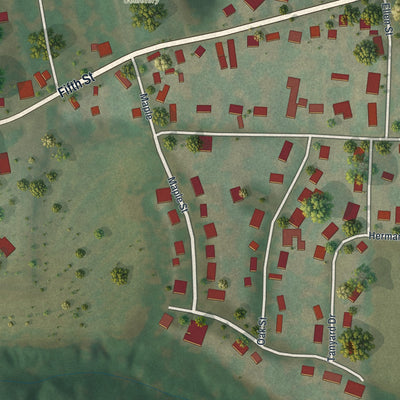 Second close-up of the map of Wellington, Missouri print showing more streets and buildings