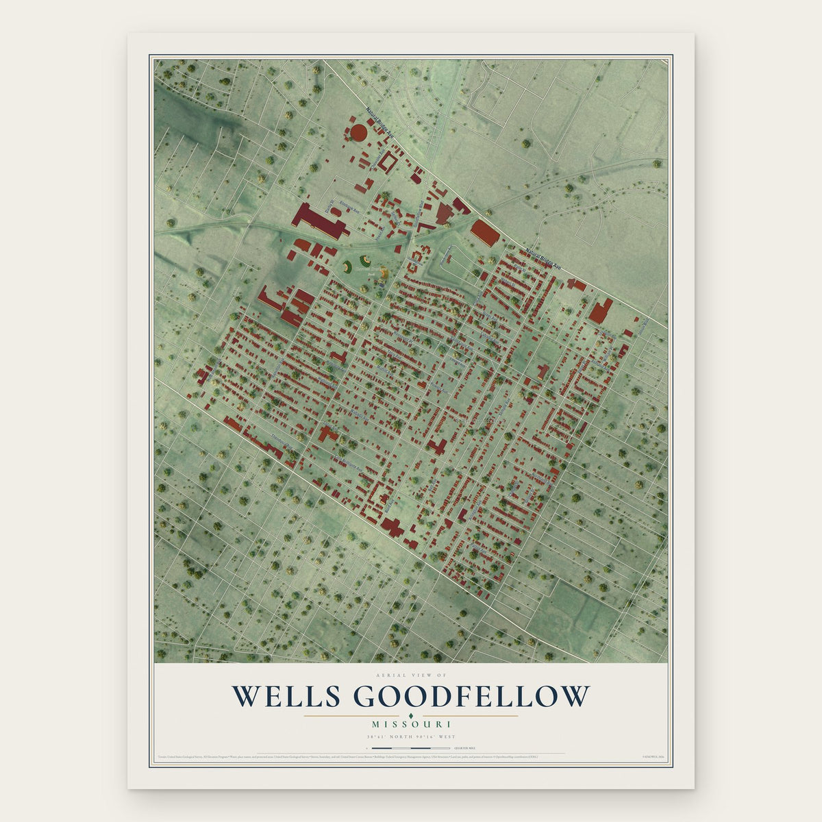 Wells Goodfellow, Missouri map print, the full design