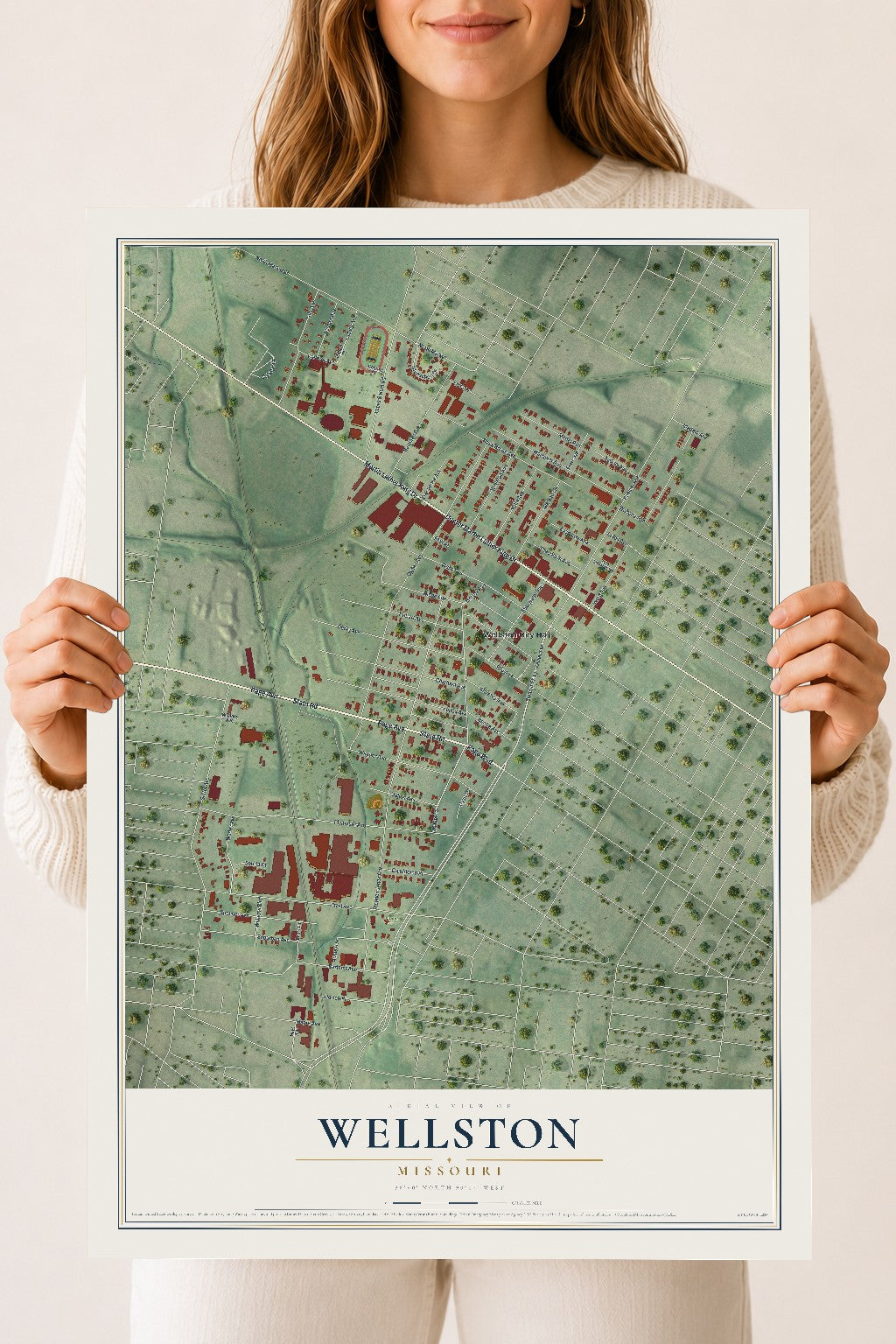 Map of Wellston, Missouri, 18 x 24 inch unframed archival matte print