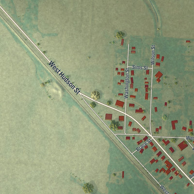 Second close-up of the map of Wellsville, Missouri print showing more streets and buildings