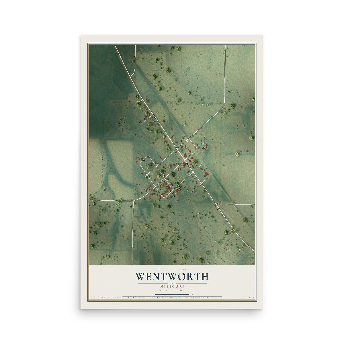 Map of Wentworth, Missouri, 12 x 18 inch unframed archival matte print
