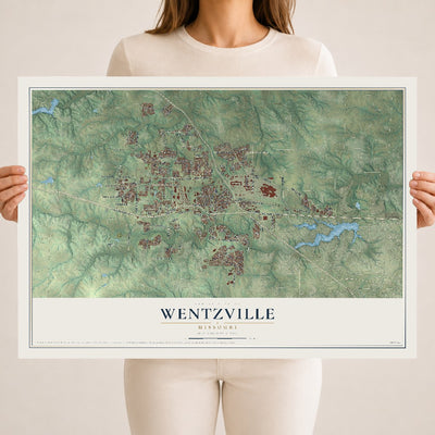 Map of Wentzville, Missouri, 18 x 24 inch unframed archival matte print