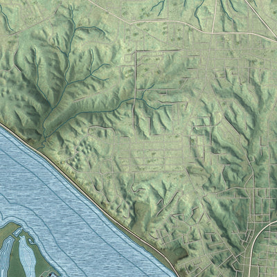 Close-up of the map of West Alton, Missouri print showing street and building detail