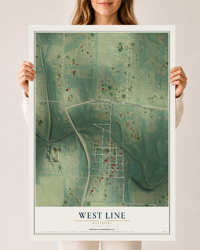 Map of West Line, Missouri, 24 x 36 inch unframed archival matte print