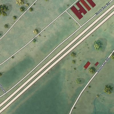 Close-up of the map of West Sullivan, Missouri print showing street and building detail