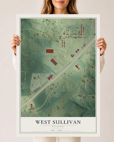 Map of West Sullivan, Missouri, 24 x 36 inch unframed archival matte print