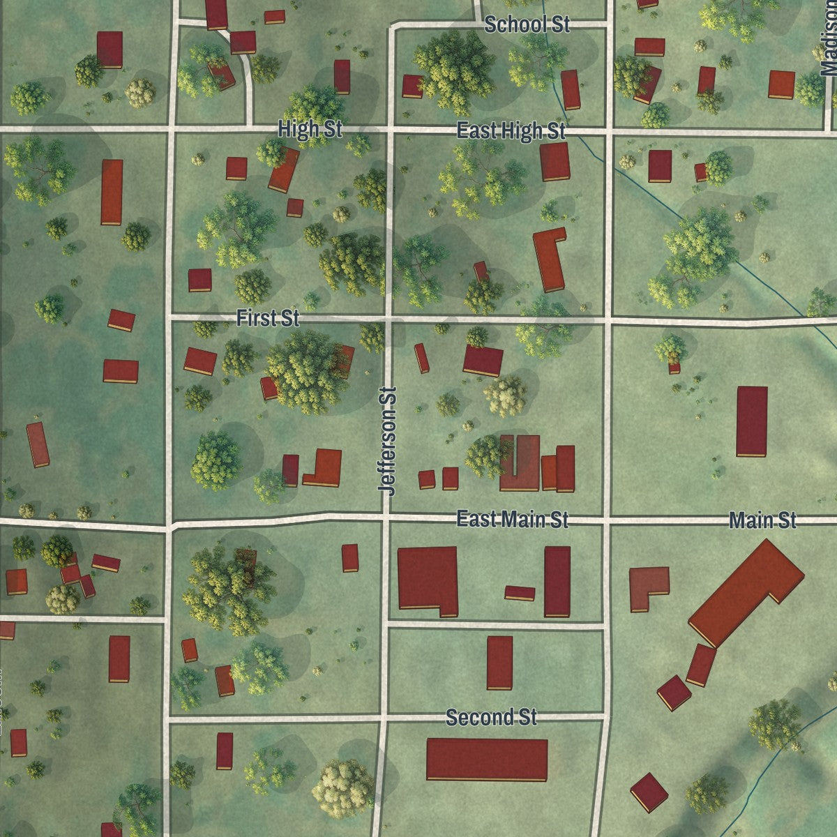 Close-up of the map of Westboro, Missouri print showing street and building detail