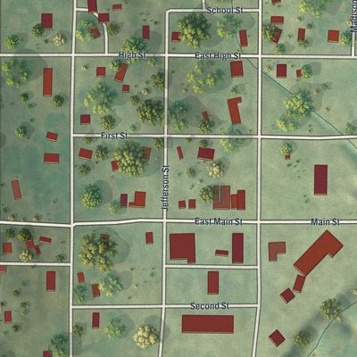 Close-up of the map of Westboro, Missouri print showing street and building detail