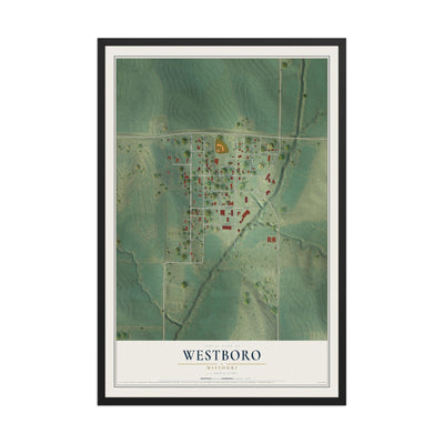 Map of Westboro, Missouri, 12 x 18 inch print in a black wood frame
