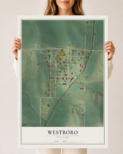 Map of Westboro, Missouri, 24 x 36 inch unframed archival matte print