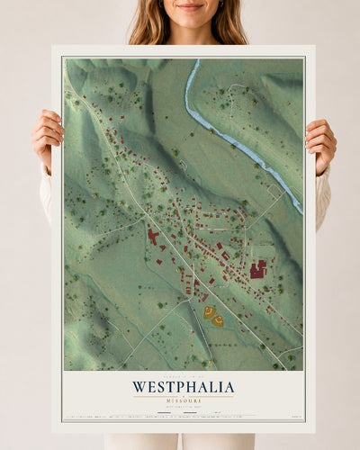 Map of Westphalia, Missouri, 24 x 36 inch unframed archival matte print