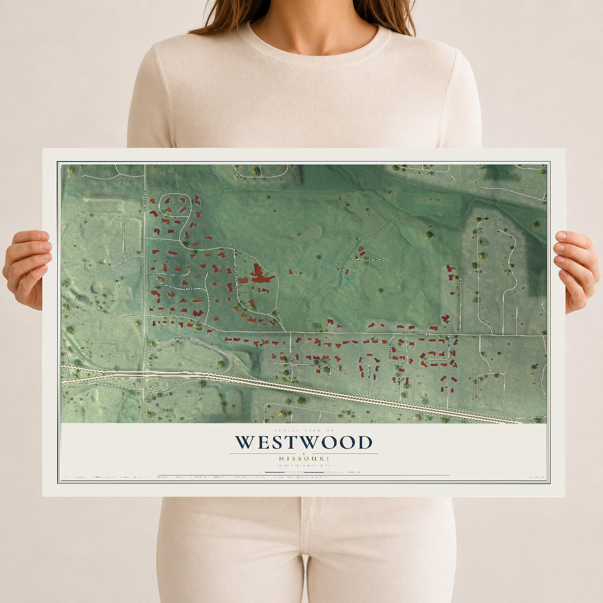 Map of Westwood, Missouri, 12 x 18 inch unframed archival matte print