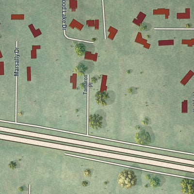 Second close-up of the map of Westwood, Missouri print showing more streets and buildings