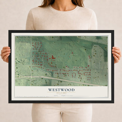 Map of Westwood, Missouri, 12 x 18 inch print in a black wood frame