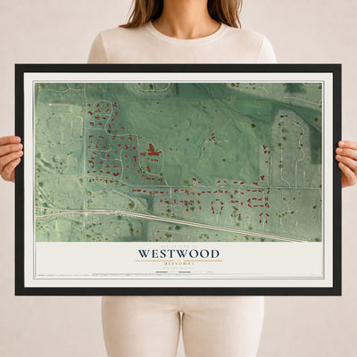 Map of Westwood, Missouri, 18 x 24 inch print in a black wood frame