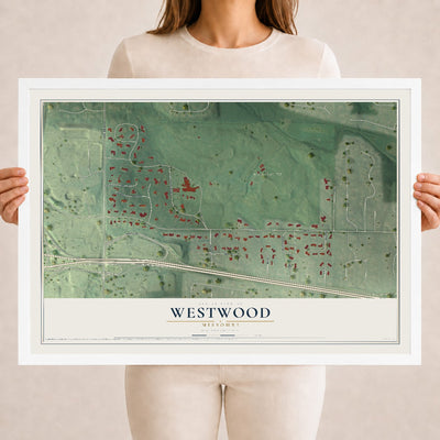 Map of Westwood, Missouri, 18 x 24 inch print in a white wood frame