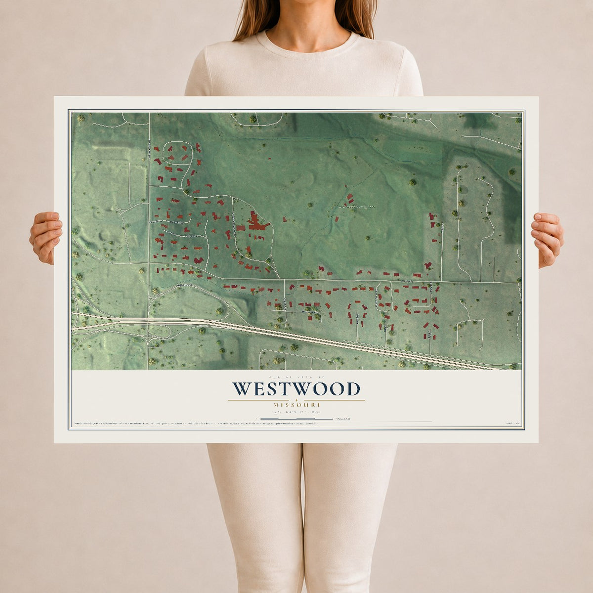 Map of Westwood, Missouri, 24 x 36 inch unframed archival matte print