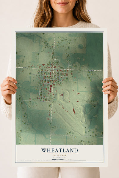 Map of Wheatland, Missouri, 18 x 24 inch unframed archival matte print
