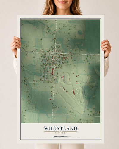 Map of Wheatland, Missouri, 24 x 36 inch unframed archival matte print