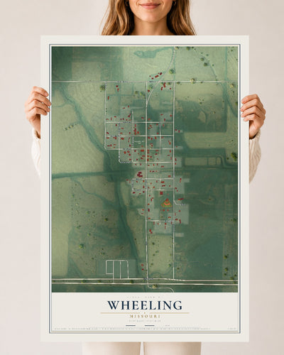 Map of Wheeling, Missouri, 24 x 36 inch unframed archival matte print