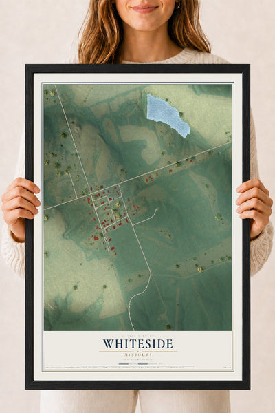 Map of Whiteside, Missouri, 18 x 24 inch print in a black wood frame