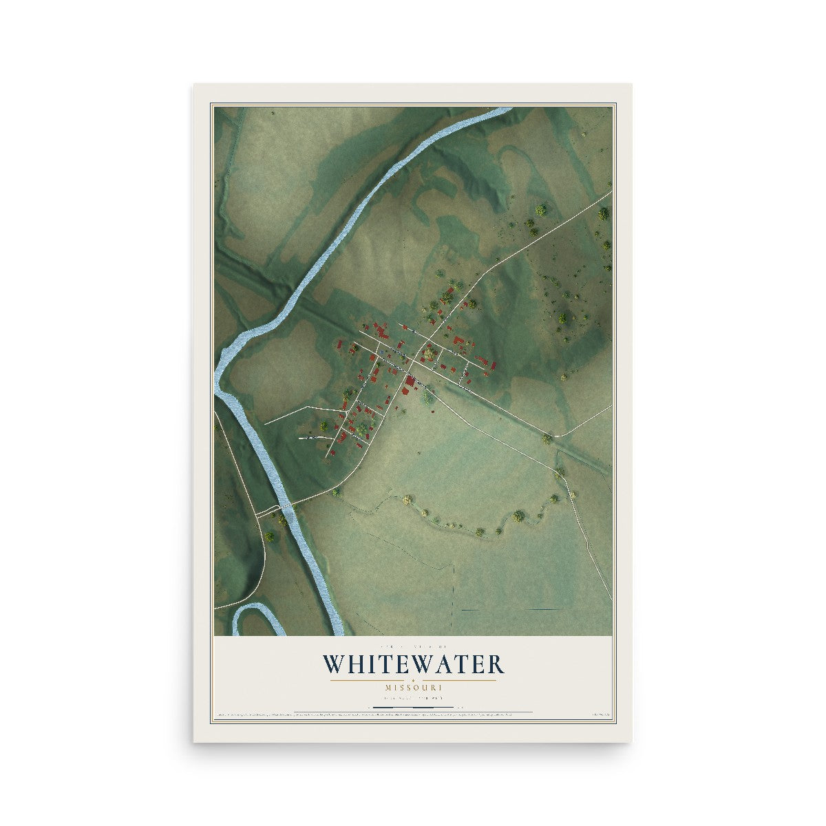 Map of Whitewater, Missouri, 12 x 18 inch unframed archival matte print