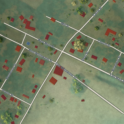 Close-up of the map of Whitewater, Missouri print showing street and building detail