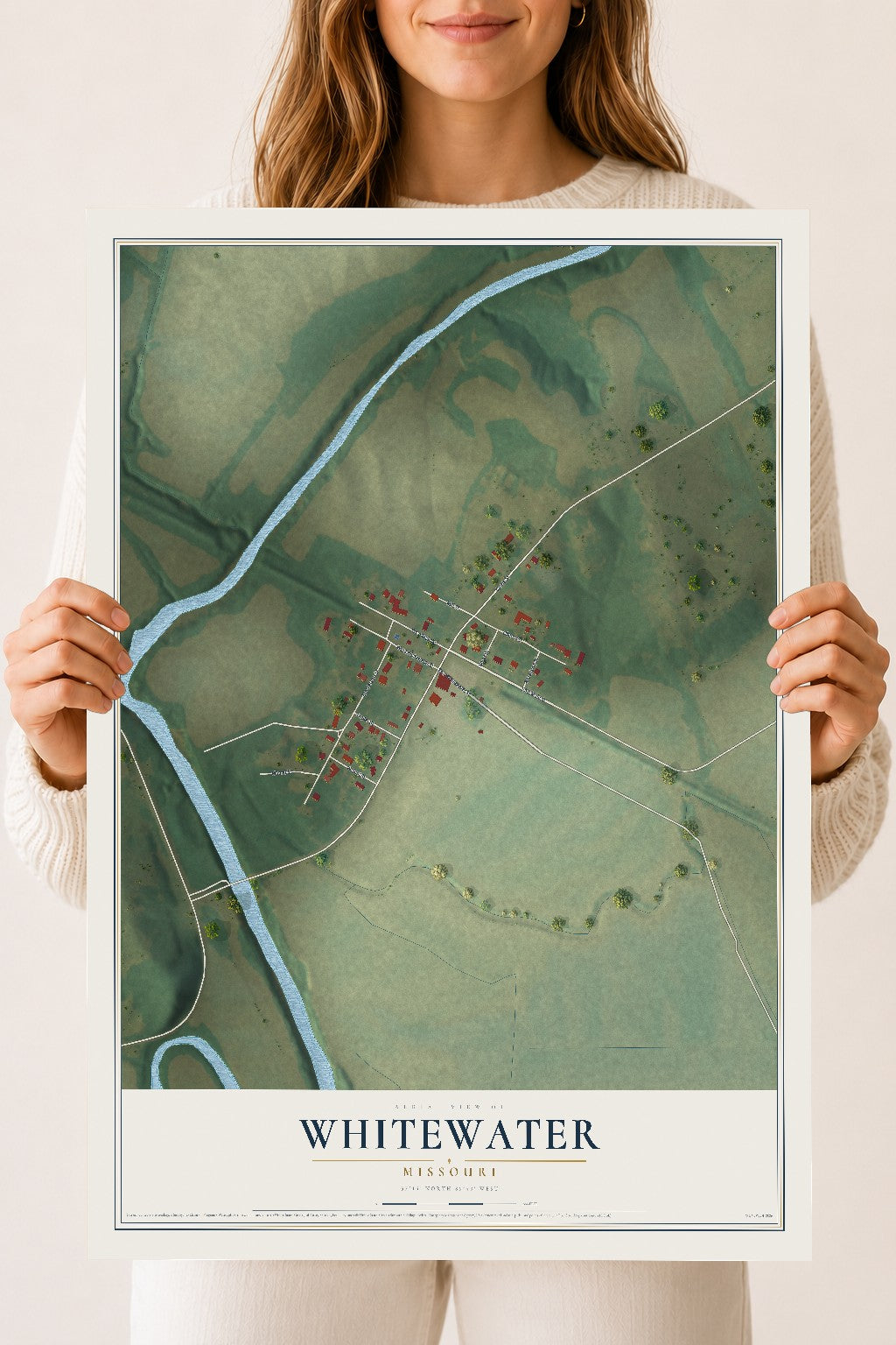 Map of Whitewater, Missouri, 18 x 24 inch unframed archival matte print