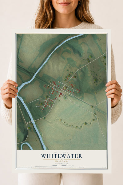 Map of Whitewater, Missouri, 18 x 24 inch unframed archival matte print
